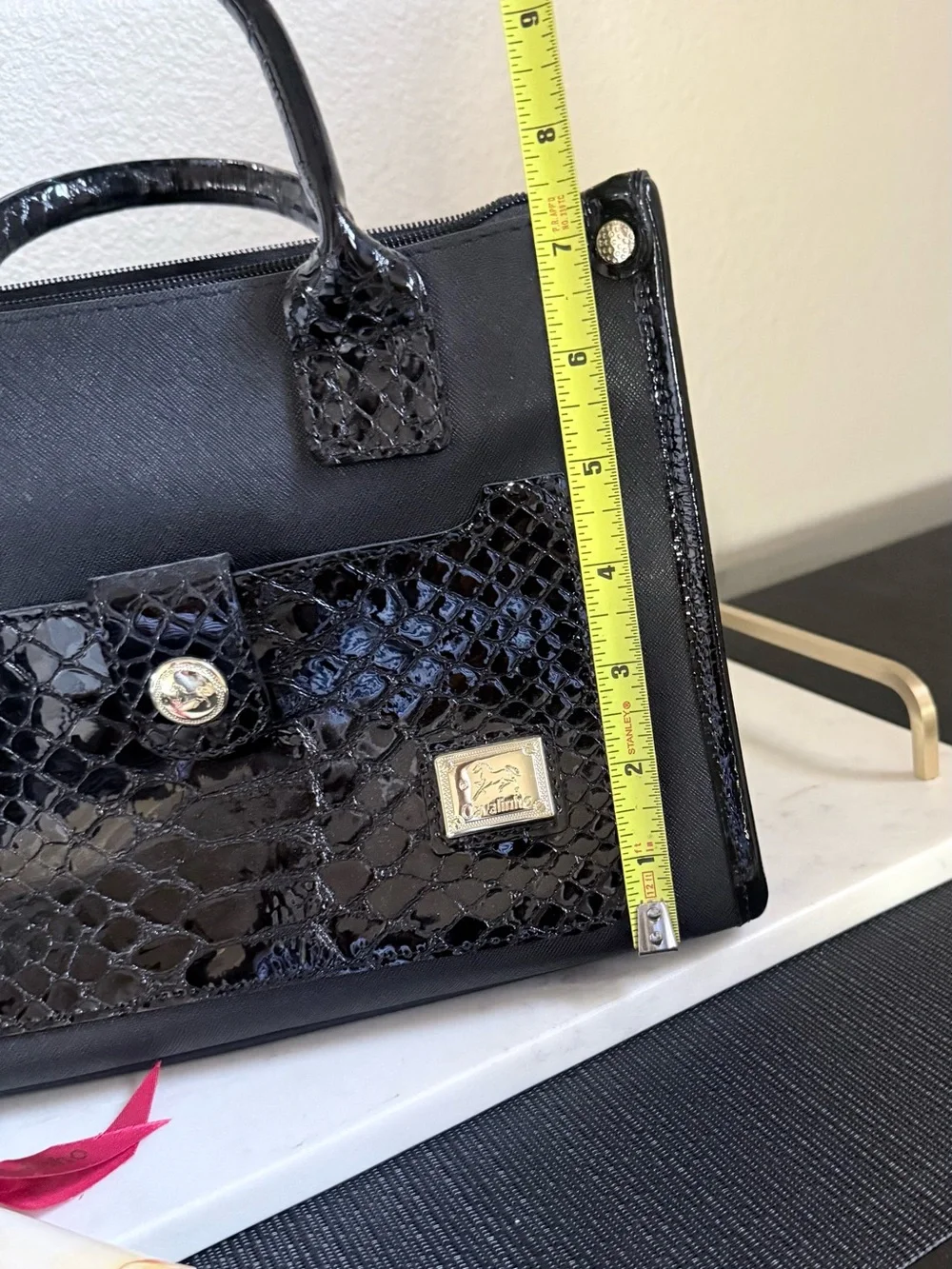 Cavalinho Black Faux Croc Accent Satchel and Crossbody Bag -  Women's Handbag